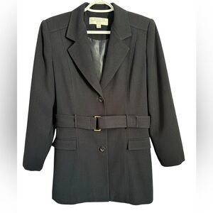 Larry Levine Black Women's Blazer with Belted Waist